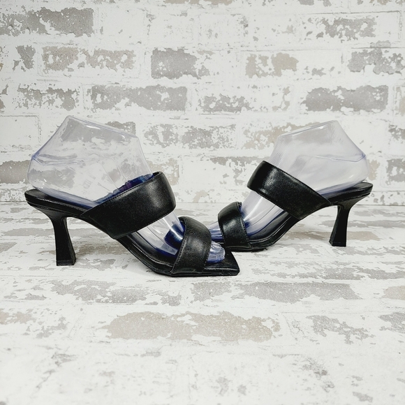 New Open Edit Quincy Black Adjustable Heels Sandals F773 - Picture 3 of 11